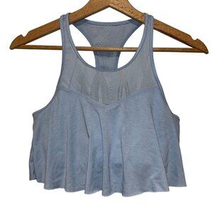 Alo Light Blue Polyester Racerback Flowy Cropped Tank Top Women's Size S